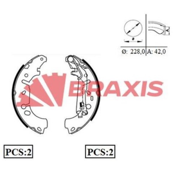BRAXIS AC0072 Kampana Balata Linea 07- Fiorino Grande Punto / Corsa D E Adam 13- 228,6×42,3Mm