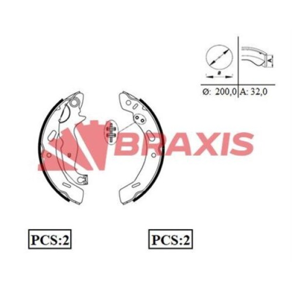 BRAXIS AC0086 Kampana Balata Fiesta Cb1 08-12 VI 08- / Mazda 2 07- 200×32 