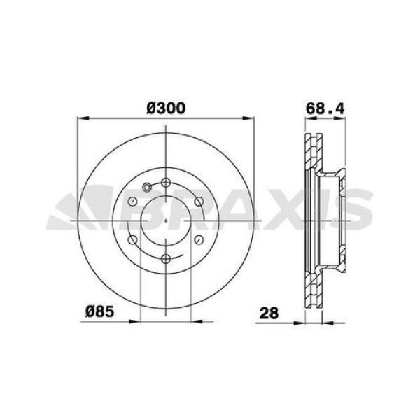 BRAXIS AD0109 Fren Diski Ön Crafter 06- / Sprinter 06- Havalı 300Mm 