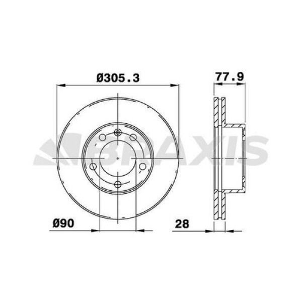 BRAXIS AD0119 Fren Diski Ön Master II 98- / Movano A 98- / Interstar 02- 16 Jant Havalı 305.5Mm 5 Bi 