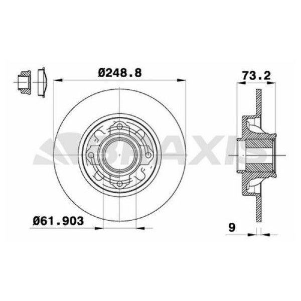 BRAXIS AD0134 Fren Diski Arka 308 Sw 308 Coupec4 B7 Tek Teker İçin Dıam 249-Ep 9 Hava Soğutmasız 