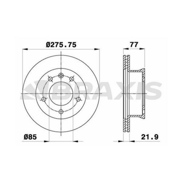 BRAXIS AD0147 Fren Diski Ön Sprinter 208D 210D 212D 214 95- Lt28 Lt35 Lt46 96- 
