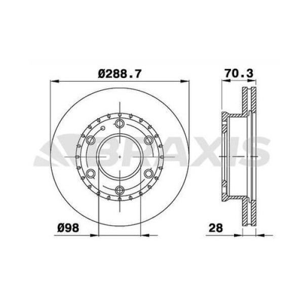 BRAXIS AD0313 Fren Diski Ön Ranger 06- / B2500 Bt50 4Wd 05-11 Havalı 290Mm 