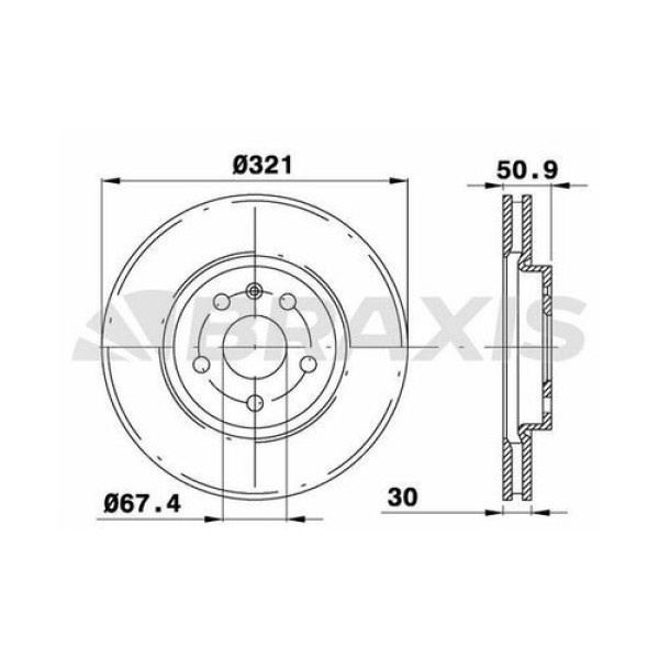 BRAXIS AD0320 Fren Diski Ön Insignia 08- / Malıbu 12- / 9-5 10- 17 Jant Havalı 321Mm