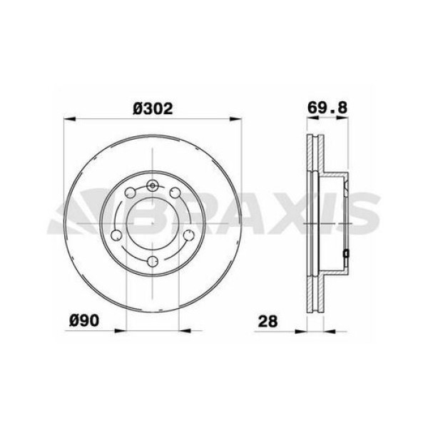 BRAXIS AD0366 Fren Diski Ön Master III 10- / Movano B 10- / Navara 2014 - Nv400 10- Havalı 302Mm 