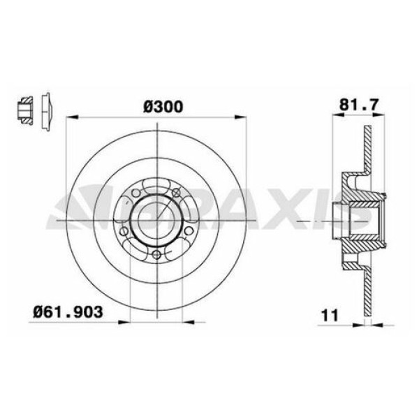 BRAXIS AD0388 Fren Diski Arka Laguna III 07- Latitude 11- Rulmanlı Düz 300Mm
