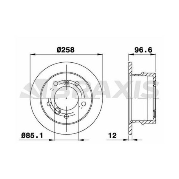 BRAXIS AD0997 Fren Diski Arka Lt28-35 96-06 Lt28-46 96-06 / Sprinter 96- Düz 258Mm 