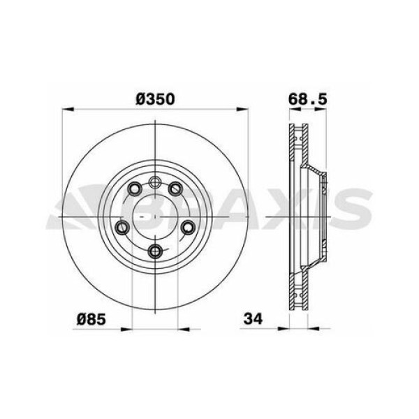 BRAXIS AD1011 Fren Diski Ön Sağ Havalı Audi Q7 Porsche Cayenne Panamera Touareg 02- 