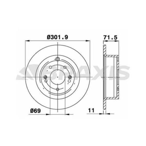 BRAXIS AD1025 Fren Diski Arka Santafe 06- 302 11 9.4 69 -71.4