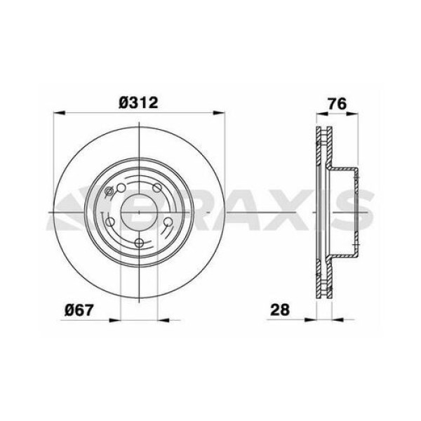 BRAXIS AD1043 Fren Diski Ön S-Class W220 S320 Havalandırmalı