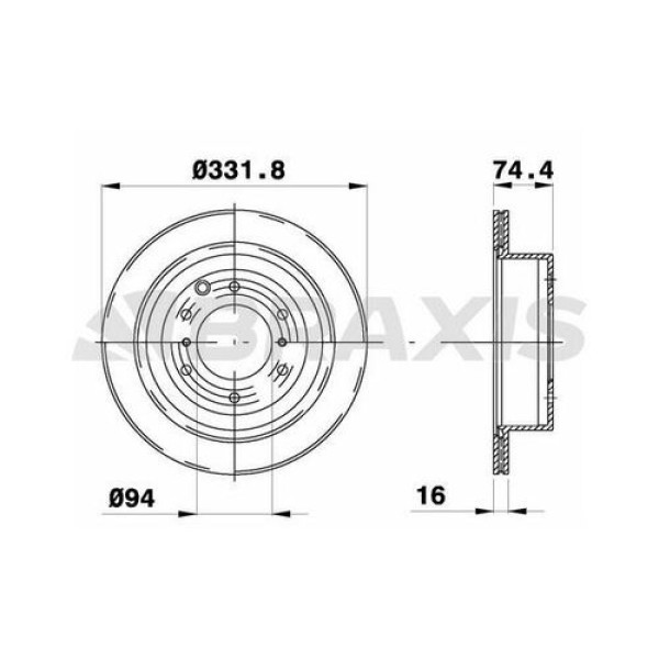 BRAXIS AD1048 ARKA FREN DISK AYNASI HAVALI PAJERO 3.2 3.8 V6 4WD 07> 332×5 