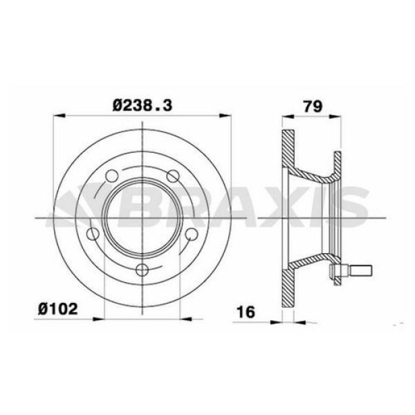 BRAXIS AD1049 Fren Diski Ön Mercedes Mb 100 2.0D 2.4D Minibüs W631 88-94