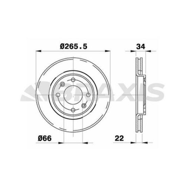 BRAXIS AE0003 Fren Diski Ön 206 98- 207 06- 208 12- 301 12- 307 00- Yeni Model 1007 05- 2008 13- Par