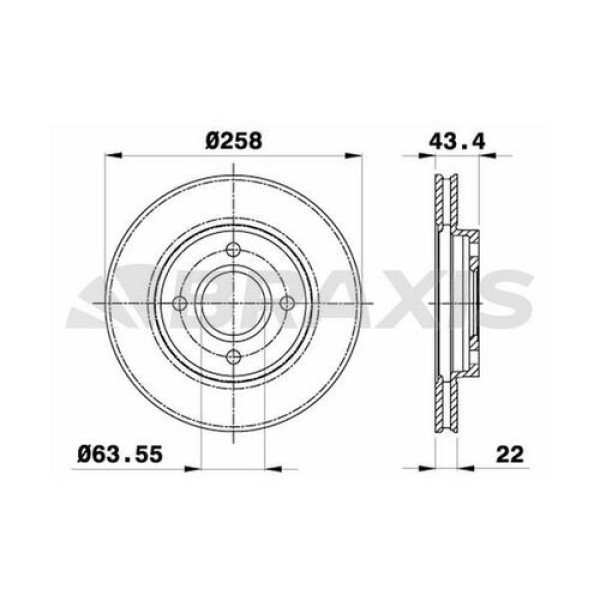 BRAXIS AE0004 Fren Diski Ön Focus I 98-04 Fiesta V 00-08 Fusion 02-12 Ford Ka 1.6 03-08 Mazda II 1.2