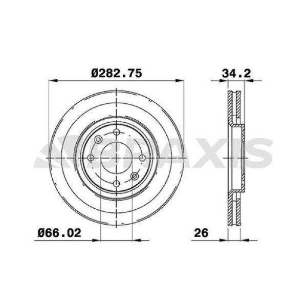 BRAXIS AE0008 Fren Diski Ön Havalı C2 C3 C4 C4 C5 Xsara II Xsara Picasso Partner II 206 207 307 Part