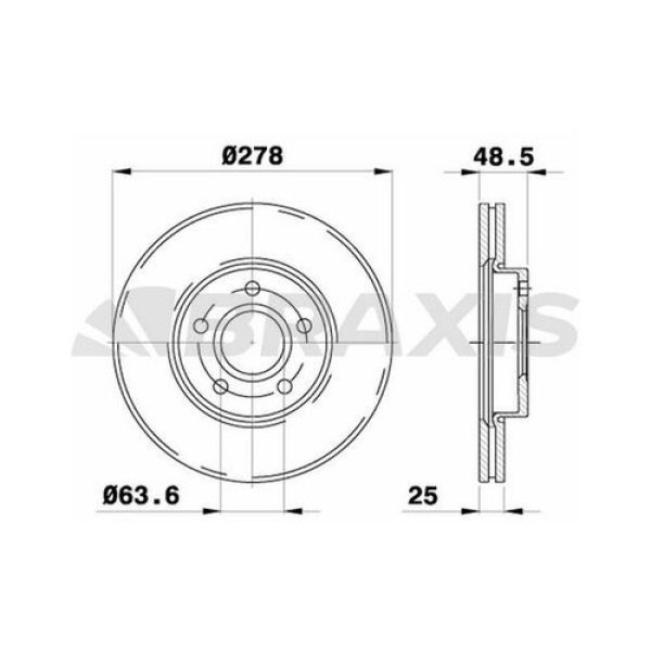 BRAXIS AE0022 Fren Diski Ön Focus II Cb4 04-11 Focus III Cb8 11-14 Focus IIIı Cew 14- C-Max 06-11 07
