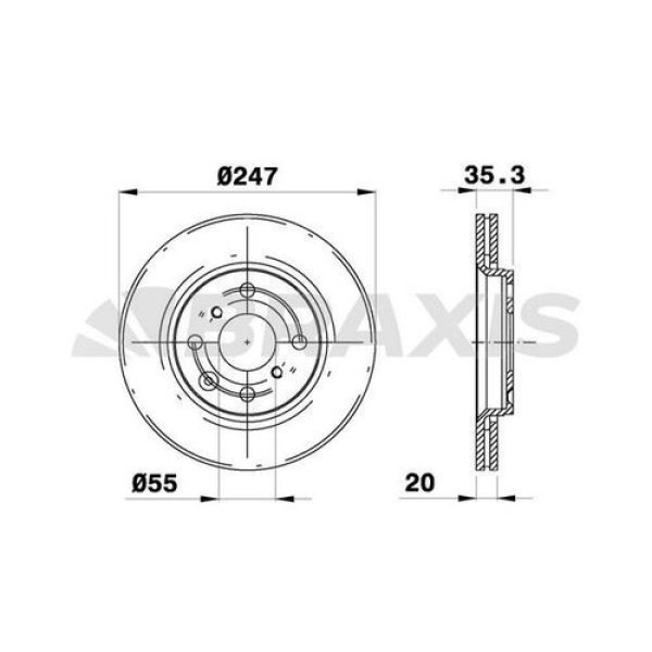 BRAXIS AE0023 Fren Diski Ön Hava Soğutmalı 107 108 / C1 I-Iı / Aygo 1,0 - 1,4HDI 05- 