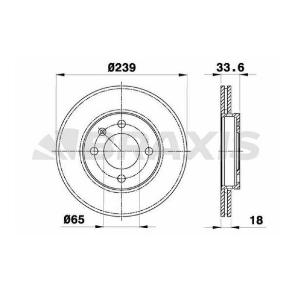 BRAXIS AE0024 Fren Diski Ön Diski Polo 1.0-1.3 1.4 1.6 1.9D 94- Polo Classıc 1.4 1.9D 95- 
