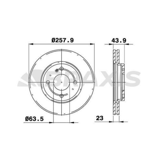 BRAXIS AE0029 Fren Diski Ön Fiesta Cb1 08-12 VI 08- Fiesta III Ccn 12- Havalı 258Mm 
