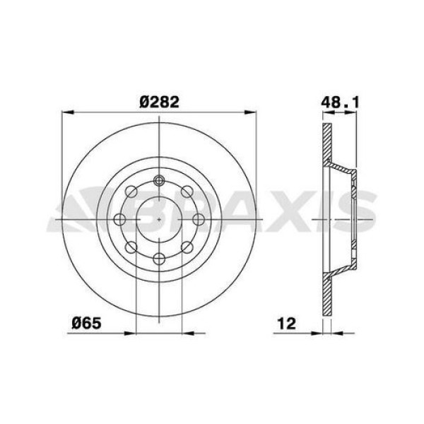 BRAXIS AE0035 Fren Diski Arka Golf V 03- Golf VI 08- Eos 06- Jetta III 05- Passat B6 B7 Cc Sharan 10