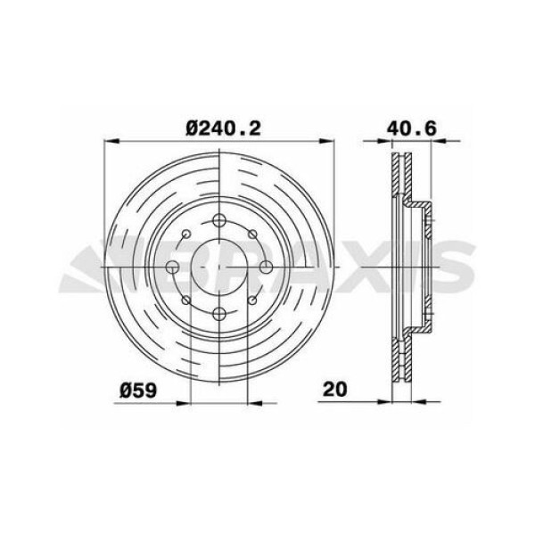 BRAXIS AE0036 Fren Diski Ön Havalı Panda 169 1.2 4×4-1.3Jtd 1.3Jtd 4×4 09 03- 