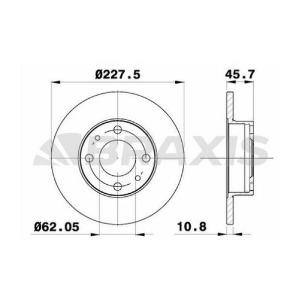 BRAXIS AE0037 Fren Diski Ön M124 Murat 131 Panda 80- / Ibiza I 84-93 Düz 227Mm 