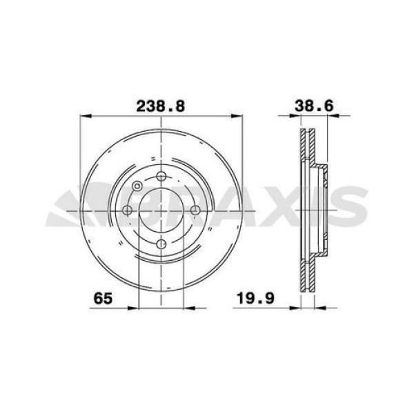BRAXIS AE0038 Fren Diski Ön Golf Passat Jetta I II III 1.6 1.6D 1.6Td 1.8 1.9 1.9Td 83-95