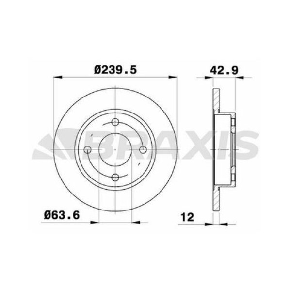BRAXIS AE0039 Fren Diski Ön Fiesta III IV 89-000 Ford Ka 96-00 Mazda 121 III 96-03 Ölçü 240×12×4B 