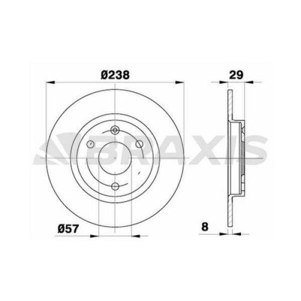 BRAXIS AE0046 Fren Diski Ön Hava Soğutmasız 106 / Ax Zx Saxo 96- 1,0/1,0I/1,1/1,1I/1,4D 88-96 3 Bijo 