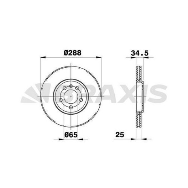 BRAXIS AE0047 Fren Diski Ön Golf IV 97- Bora 99- Polo V 09- / A1 10- A3 96- / Cordoba 02- Toledo IV