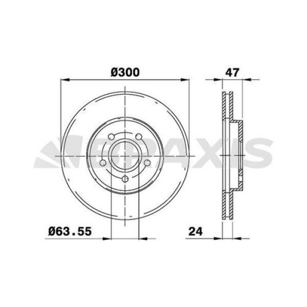 BRAXIS AE0049 Fren Diski Ön Mondeo III 1.8 2.0 2.2 00-07 Jaguar X-Type 01-09 Ölçü 300×24×5 Bijon H
