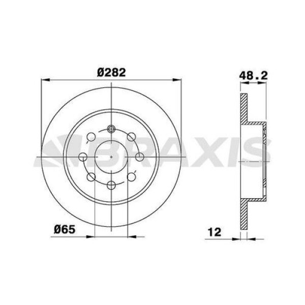 BRAXIS AE0050 Fren Diski Arka Golf VI 08- Golf V 03- Golf V Jetta Jetta III 05- Scırocco 08- Caddy C 