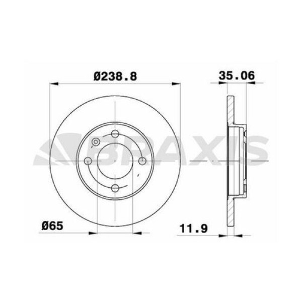 BRAXIS AE0052 Fren Diski Ön Golf I II III 1.6 1.8 1.9D 1.9Td 74-83 Passat 1.6 1.6D 1.6 Td 1.8 73-88