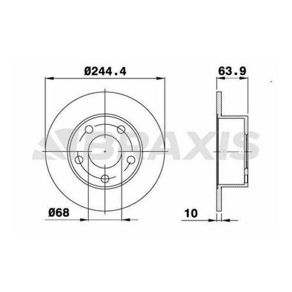 BRAXIS AE0076 Fren Diski Arka A6 97-05 / Superb Düz 245Mm 