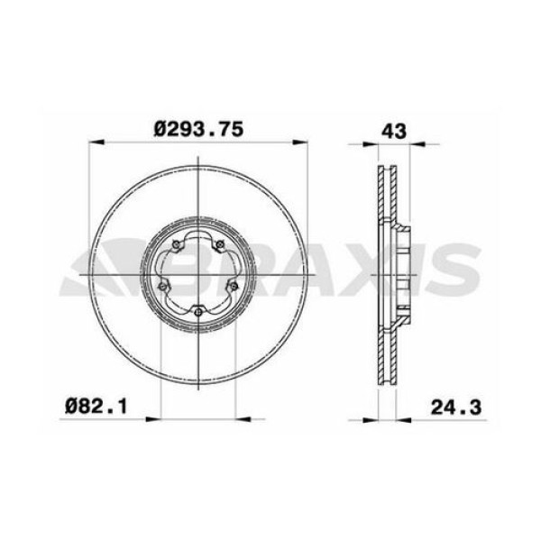 BRAXIS AE0080 Fren Diski Ön V184 00-06 Arkadan Çeker Ölçü 294×43