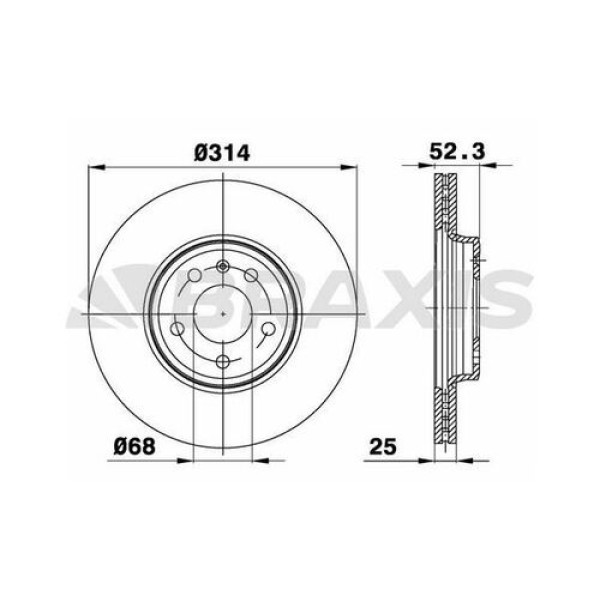 BRAXIS AE0084 Fren Diski Ön A4 07-15 A5 07- Havalı 314Mm 