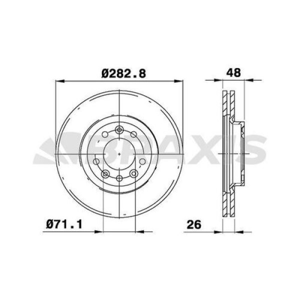 BRAXIS AE0095 Fren Diski Ön 407 04- 508 10- 607 00- / Xm 92-94 Havalı 283Mm 