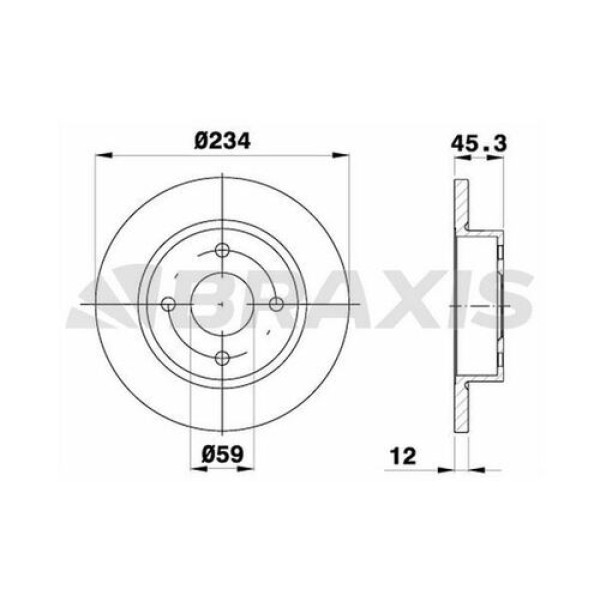BRAXIS AE0099 Fren Diski Ön Düz Micra K11 92-02 234×4