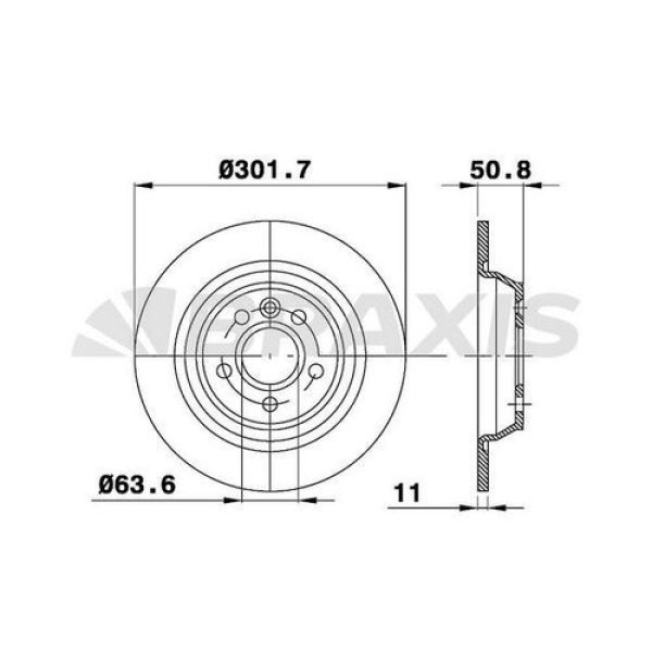 BRAXIS AE0102 Fren Diski Arka Focus Cak 98-05 II 09-15 2.5 Rs 2.5 St S-Max 09- 06- Mondeo III 00-07 