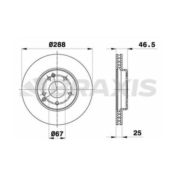BRAXIS AE0105 Fren Diski Ön Mercedes W202 W203 W208 W210 95-05 Havalı 288Mm