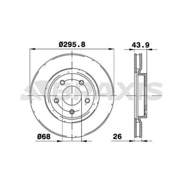 BRAXIS AE0114 Fren Diski Ön Havalı Qashqai 07-12Traıl 08-12 Koleos 08- 296×5 
