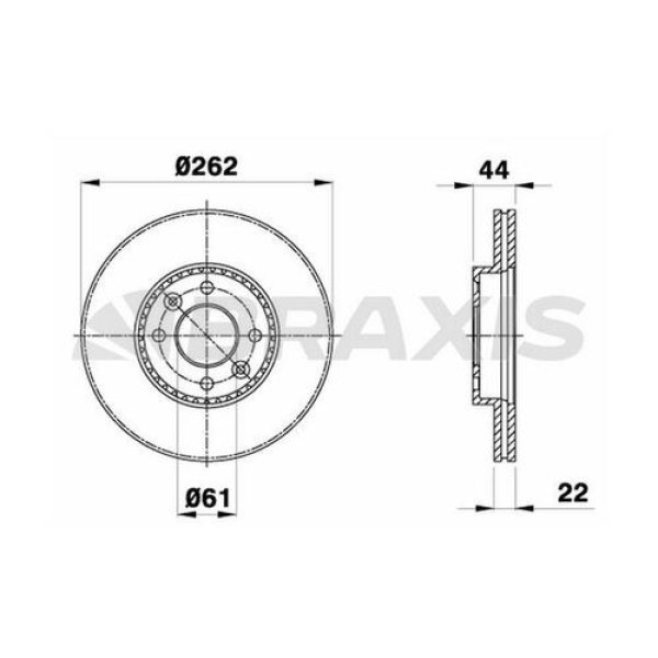 BRAXIS AE0117 Fren Diski Ön Laguna I 94- Safrane I 92- Havalı 262Mm 4 Bijon