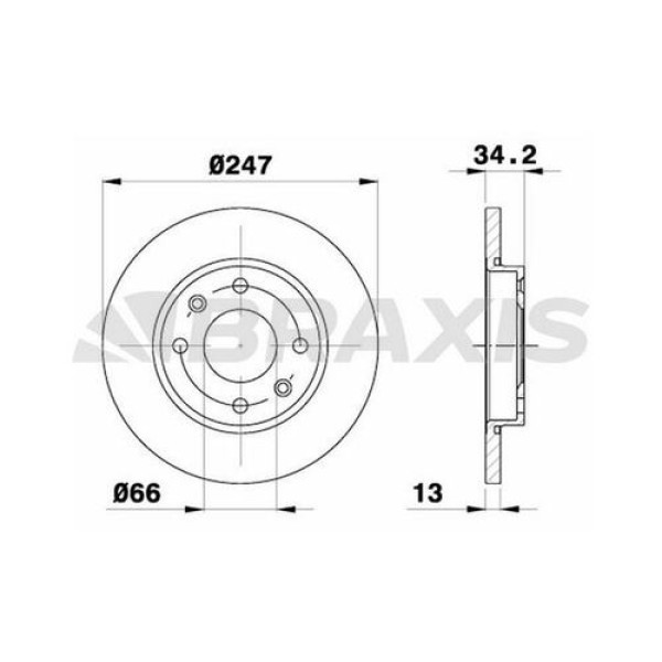 BRAXIS AE0133 Fren Diski Ön Xsara 1.4 Tud5 206 306 1.4 8V Hava Soğutmasız 