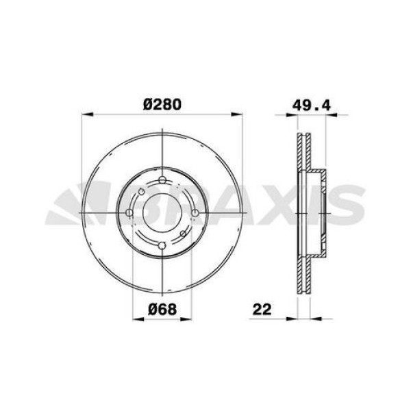 BRAXIS AE0144 Fren Diski Ön Havalı Primera P11 1.8 2.0 96-02 Almera II 00-06 280×4 