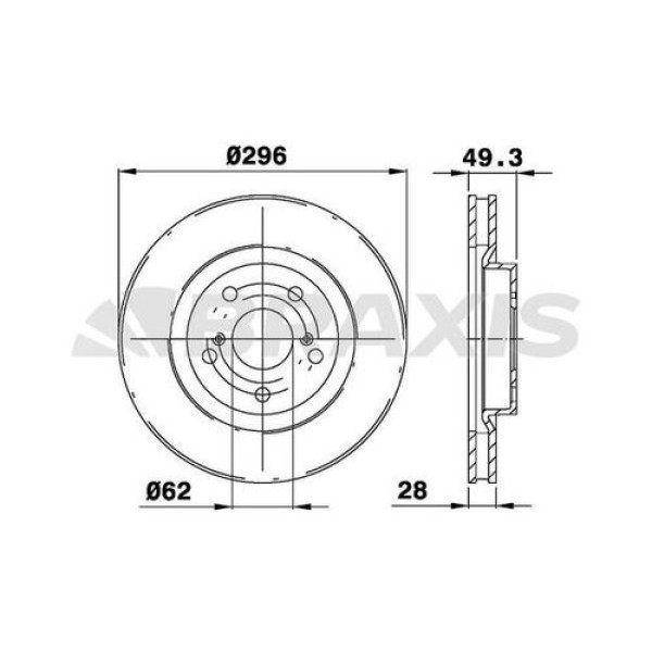 BRAXIS AE0158 Fren Diski Ön Havalı Rav4 Vvt I 2.0 2.2 D4D 06- 11 Camry 06-11 296×5