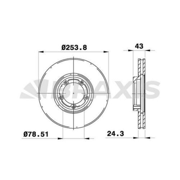 BRAXIS AE0164 Fren Diski Ön Ford Transit IV V 2.5D T12 94-00 Hava Soğutmalı