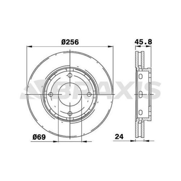 BRAXIS AE0170 Fren Diski Ön Havalı Colt VI 04-10 Absli 256×4 