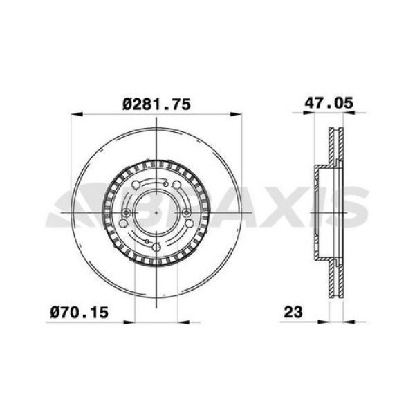 BRAXIS AE0193 Fren Diski Ön Crv 95-01 Hrv 98- Integra 97- Prelude 96- Shuttle 94-02 Havalı 282Mm 