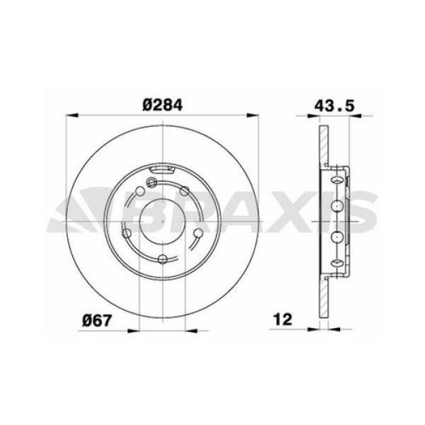 BRAXIS AE0195 Fren Diski Ön W202 C Class Dolu Disk Havalandırmasız 