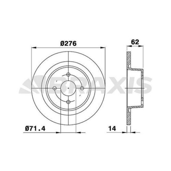BRAXIS AE0196 Fren Diski Arka C5 01- Düz 276Mm